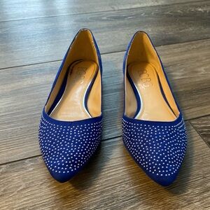 BCBG Paris Blue Studded Zuzux Pointed Toe Flats/ size 38